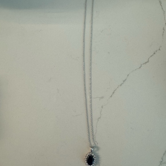 Safire and diamond Effy necklace in 14 karat white gold - Picture 2 of 4